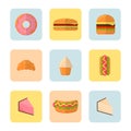 Vector Set of flat modern food icons for cafe